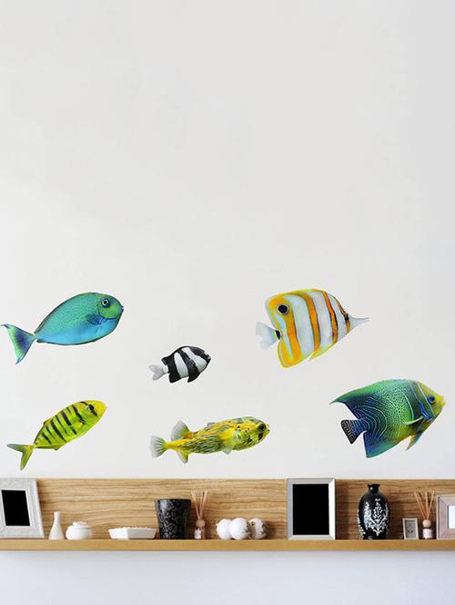 Rawpockets Wall Decals ' Colorful Fish ' Wall stickers (PVC Vinyl) Multicolour - 15733885 - Standard Image - 1