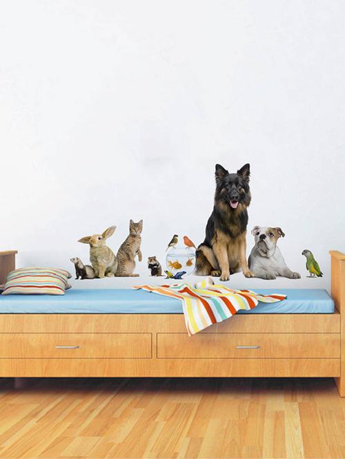 Rawpockets Wall Decals ' Living Room Pet Familiy ' Wall stickers (PVC Vinyl) Multicolour - 15733886 - Standard Image - 1
