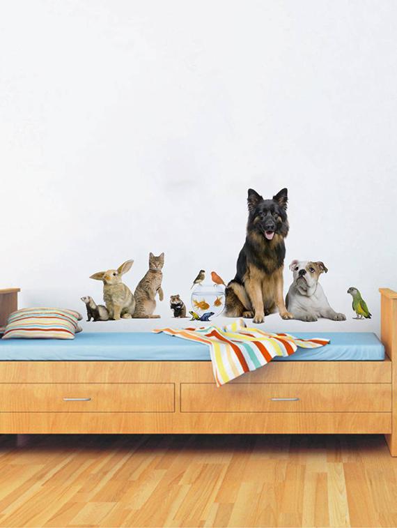 Rawpockets Wall Decals ' Living Room Pet Familiy ' Wall stickers (PVC Vinyl) Multicolour - 15733886 - Zoom Image - 1