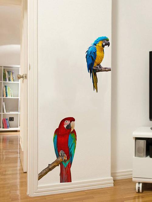 Rawpockets Wall Decals ' Green Wing Macaw Parrot ' Wall stickers (PVC Vinyl) Multicolour - 15733887 - Standard Image - 1