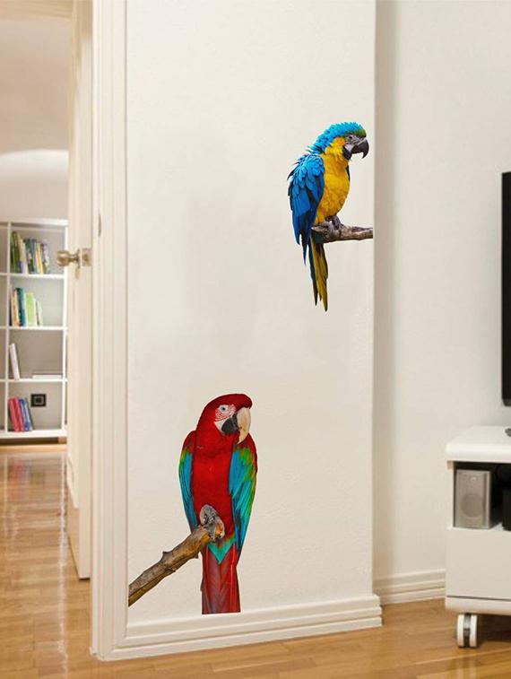 Rawpockets Wall Decals ' Green Wing Macaw Parrot ' Wall stickers (PVC Vinyl) Multicolour - 15733887 - Zoom Image - 1
