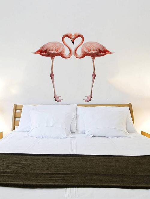 Rawpockets Wall Decals ' Bed Room Pink Flamingo ' Wall stickers (PVC Vinyl) Multicolour - 15733889 - Standard Image - 1