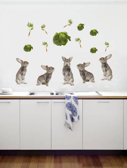 rawpockets wall decals ' living room rabbit dream ' wall stickers (pvc vinyl) multicolour - 15733894 - Very Small Image - 1