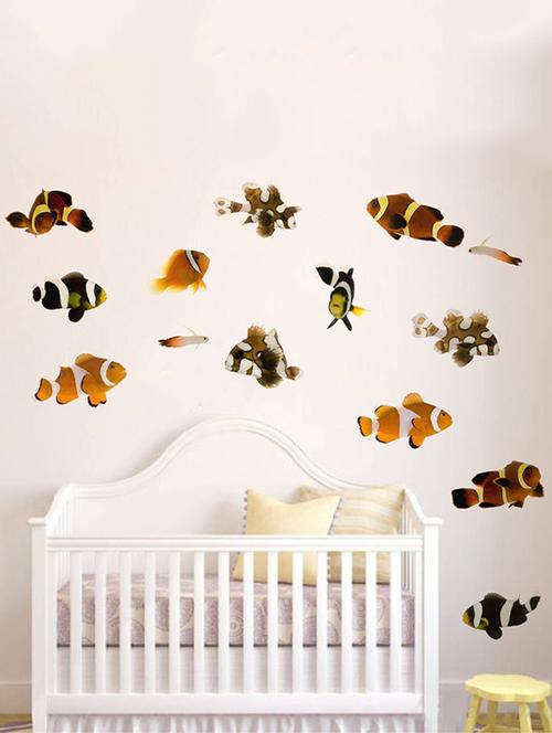 Rawpockets Wall Decals ' Living Room Cute Fish Family ' Wall stickers (PVC Vinyl) Multicolour - 15733897 - Standard Image - 1