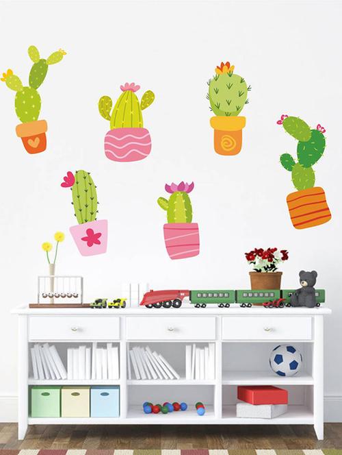 Rawpockets Wall Decals ' Cactus Story ' Wall stickers (PVC Vinyl) Multicolour - 15733904 - Standard Image - 1