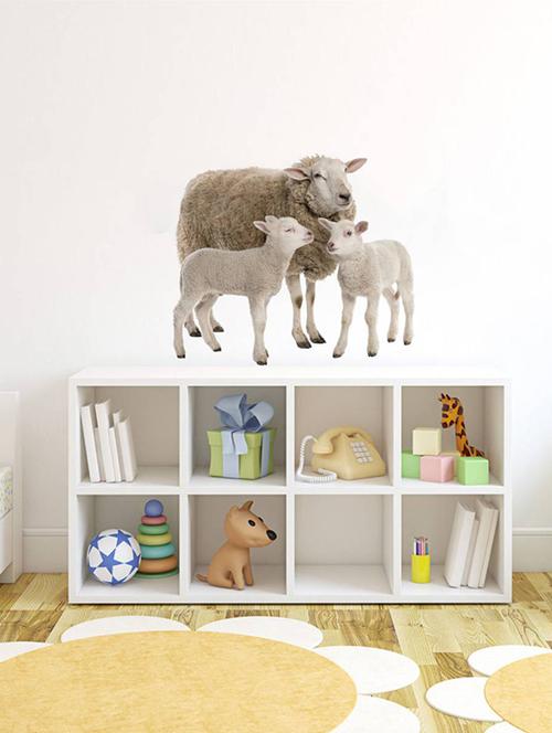 Rawpockets Wall Decals ' Sheep Family ' Wall stickers (PVC Vinyl) Multicolour - 15733905 - Standard Image - 1