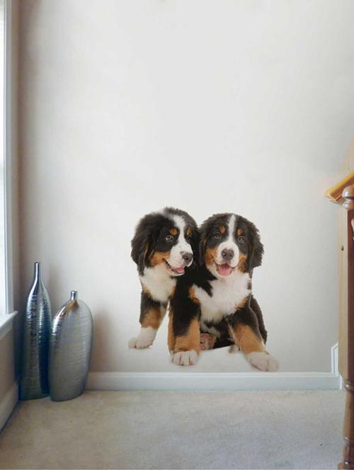 Rawpockets Wall Decals ' Cute Pair Dog ' Wall stickers (PVC Vinyl) Multicolour - 15733909 - Standard Image - 1