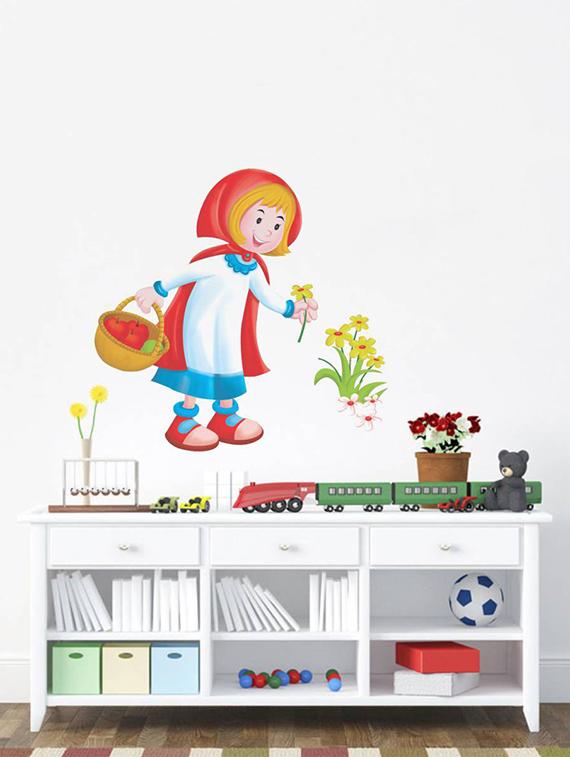 Rawpockets Wall Decals ' Cute Girl with Flowers ' Wall stickers (PVC Vinyl) Multicolour - 15733914 - Zoom Image - 1