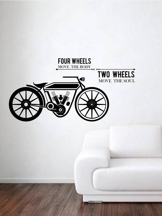 Rawpockets Wall Decals ' Four Wheels Two Wheels ' Wall stickers (PVC Vinyl) Multicolour - 15733916 - Zoom Image - 1