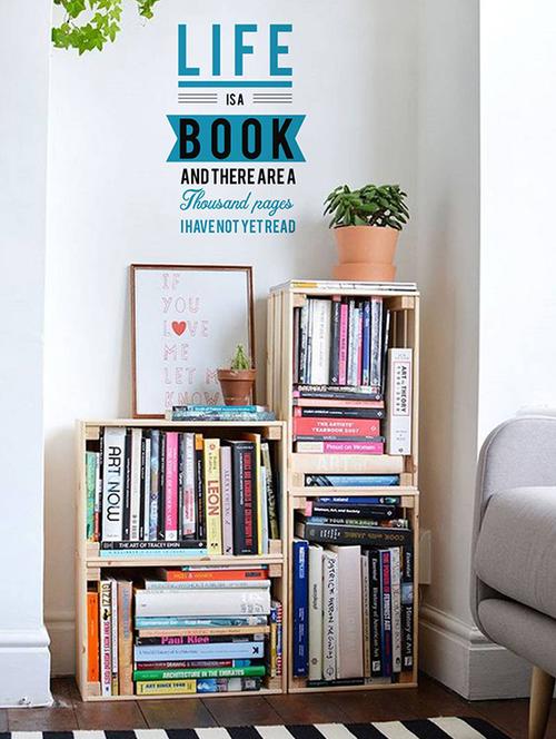 Rawpockets Wall Decals ' Life is a Book Quote ' Wall stickers (PVC Vinyl) Multicolour - 15733919 - Standard Image - 1