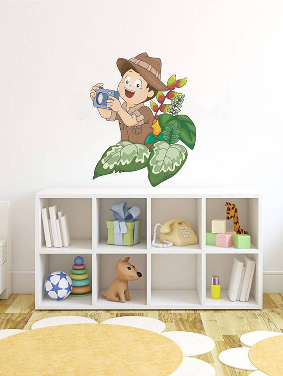 Rawpockets Wall Decals ' Cute Boy with Camera ' Wall stickers (PVC Vinyl) Multicolour - 15733920 - Zoom Image - 1