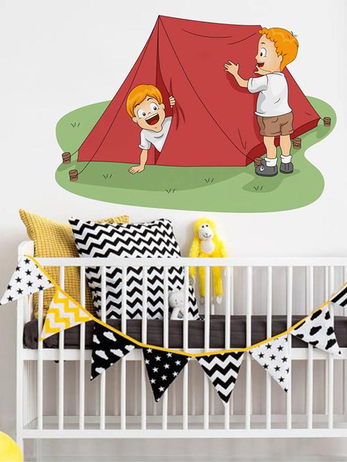 Rawpockets Wall Decals ' Kids and Tent ' Wall stickers (PVC Vinyl) Multicolour - 15733925 - Standard Image - 1