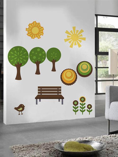 rawpockets wall decals ' natural park ' wall stickers (pvc vinyl) multicolour - 15733928 - Very Small Image - 1