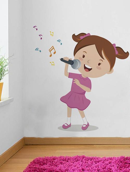 Rawpockets Wall Decals ' Girl Singing Songs ' Wall stickers (PVC Vinyl) Multicolour - 15733931 - Standard Image - 1
