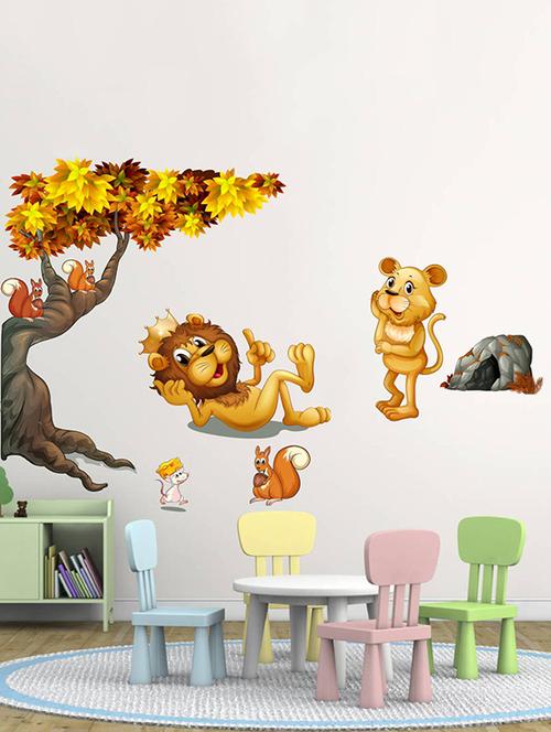 Rawpockets Wall Decals ' Jungle Animals Story for Kids Room ' Wall stickers (PVC Vinyl) Multicolour - 15733932 - Standard Image - 1