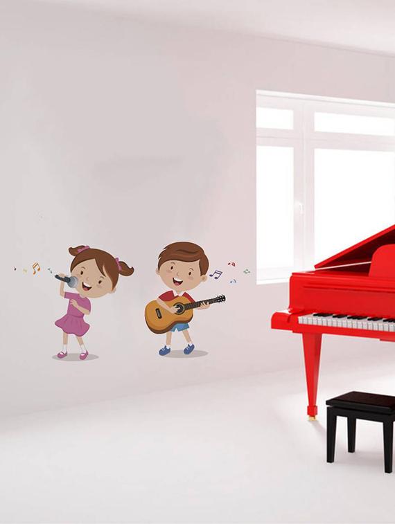Rawpockets Wall Decals ' Boy and Girl Music Fun ' Wall stickers (PVC Vinyl) Multicolour - 15733934 - Zoom Image - 1
