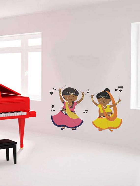 Rawpockets Wall Decals ' Dandiya with Music ' Wall stickers (PVC Vinyl) Multicolour - 15733936 - Zoom Image - 1