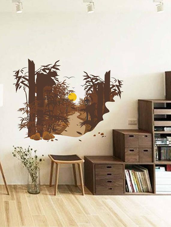 Rawpockets Wall Decals ' Beautiful Sunset Natural Scene ' Wall stickers (PVC Vinyl) Multicolour - 15733938 - Zoom Image - 1
