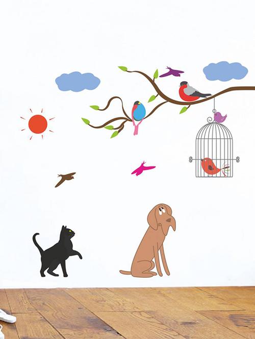 Rawpockets Wall Decals ' Birds and Animals ' Wall stickers (PVC Vinyl) Multicolour - 15733939 - Standard Image - 1