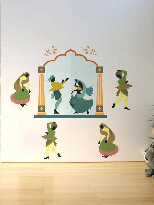Rawpockets Wall Decals ' Indian Ethnical Group Dance ' Wall stickers (PVC Vinyl) Multicolour - 15733940 - Standard Image - 1