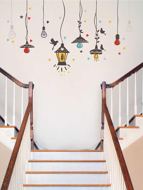 Rawpockets Wall Decals ' Birds Nest and Lights Sparkling ' Wall stickers (PVC Vinyl) Multicolour - 15733941 - Standard Image - 1