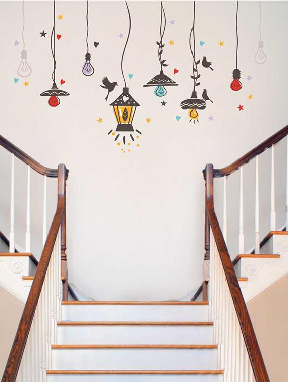Rawpockets Wall Decals ' Birds Nest and Lights Sparkling ' Wall stickers (PVC Vinyl) Multicolour - 15733941 - Zoom Image - 1