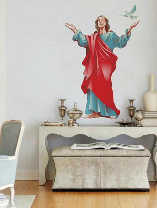 Rawpockets Wall Decals ' Lord Jesus and Peaceful Bird ' Wall stickers (PVC Vinyl) Multicolour - 15733943 - Standard Image - 1
