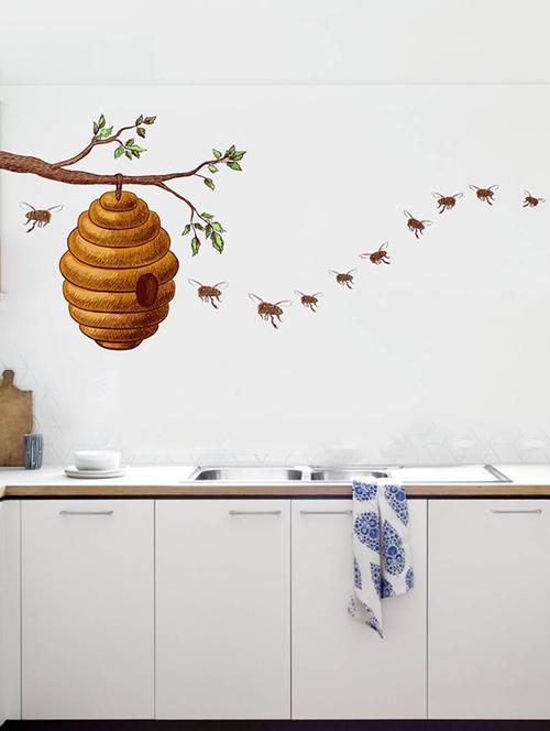 Rawpockets Wall Decals ' Honey Bee on Tree Story ' Wall stickers (PVC Vinyl) Multicolour - 15733950 - Standard Image - 1