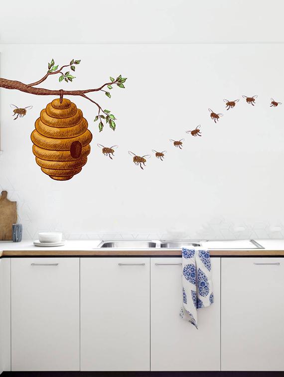 Rawpockets Wall Decals ' Honey Bee on Tree Story ' Wall stickers (PVC Vinyl) Multicolour - 15733950 - Zoom Image - 1