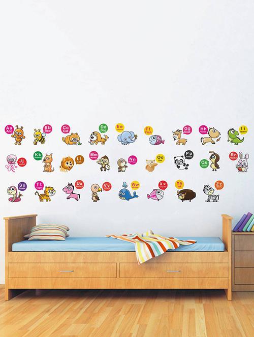 Rawpockets Wall Decals ' English Alphabets Learning - Kid's Room ' Wall stickers (PVC Vinyl) Multicolour - 15733952 - Standard Image - 1