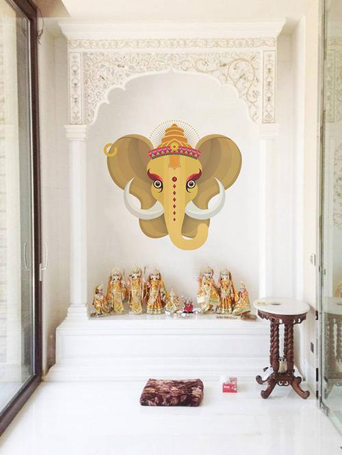 Rawpockets Wall Decals ' Lord Ganesha With White Tusk - Pooja Room ' Wall stickers (PVC Vinyl) Multicolour - 15733953 - Standard Image - 1