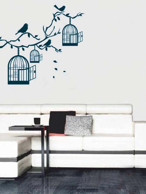 Rawpockets Wall Decals ' Multiple Bird Cage ' Wall stickers (PVC Vinyl) Multicolour - 15733955 - Standard Image - 1
