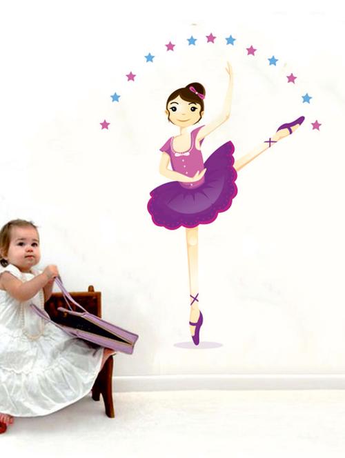 Rawpockets Wall Decals ' Little Girl Dancing ' Wall stickers (PVC Vinyl) Multicolour - 15733956 - Standard Image - 1