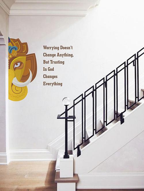 Rawpockets Wall Decals ' Lord Ganesha and Quotes ' Wall stickers (PVC Vinyl) Multicolour - 15733958 - Standard Image - 1