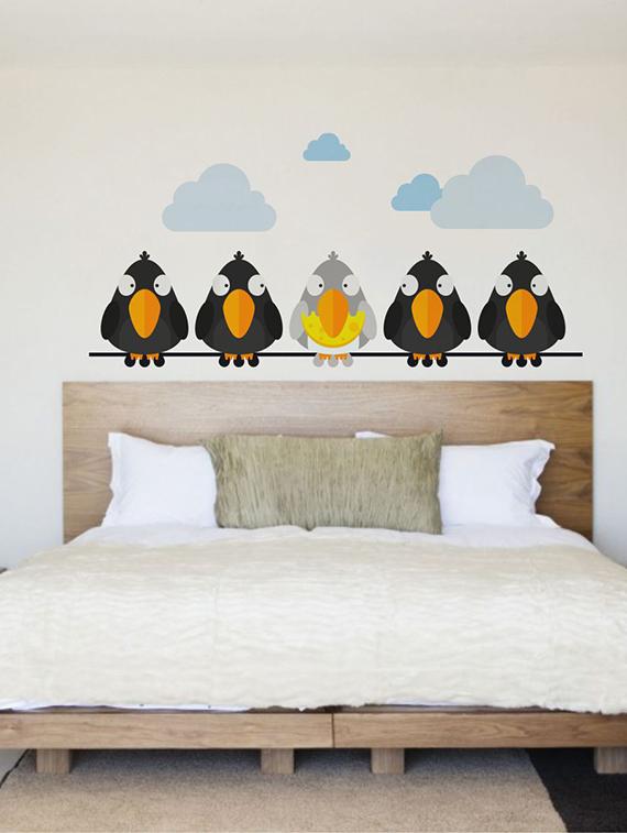 Rawpockets Wall Decals ' Bird Crow Story ' Wall stickers (PVC Vinyl) Multicolour - 15733959 - Zoom Image - 1