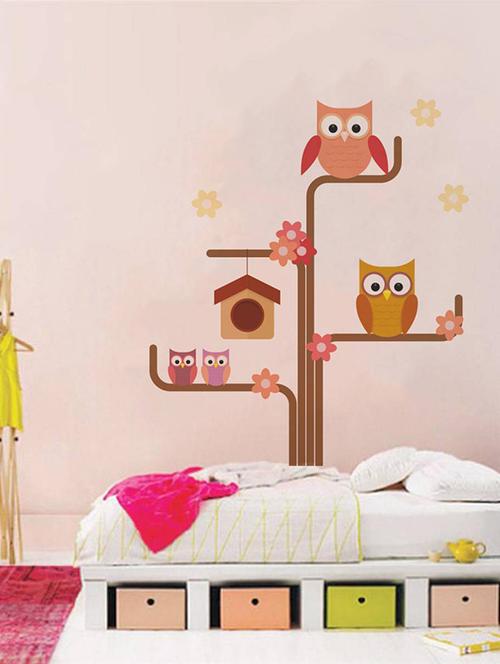 Rawpockets Wall Decals ' Owl Story ' Wall stickers (PVC Vinyl) Multicolour - 15733968 - Standard Image - 1