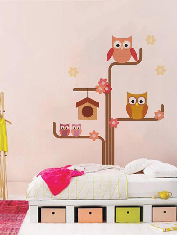 Rawpockets Wall Decals ' Owl Story ' Wall stickers (PVC Vinyl) Multicolour - 15733968 - Zoom Image - 1