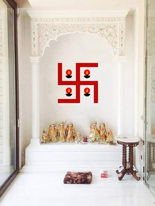 Rawpockets Wall Decals ' Swastik Sign with Lamps ' Wall stickers (PVC Vinyl) Multicolour - 15733971 - Standard Image - 1