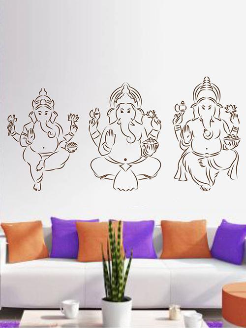 Rawpockets Wall Decals ' Three Kinds of Lord Ganesha ' Wall stickers (PVC Vinyl) Multicolour - 15733974 - Standard Image - 1