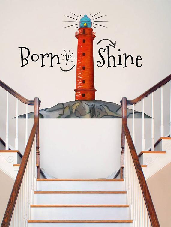 Rawpockets Wall Decals ' Born to Shine Quote ' Wall stickers (PVC Vinyl) Multicolour - 15733978 - Zoom Image - 1