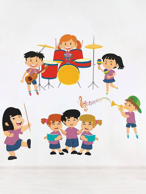Rawpockets Wall Decals ' Kid's Music Band - Kid's Room ' Wall stickers (PVC Vinyl) Multicolour - 15733980 - Standard Image - 1