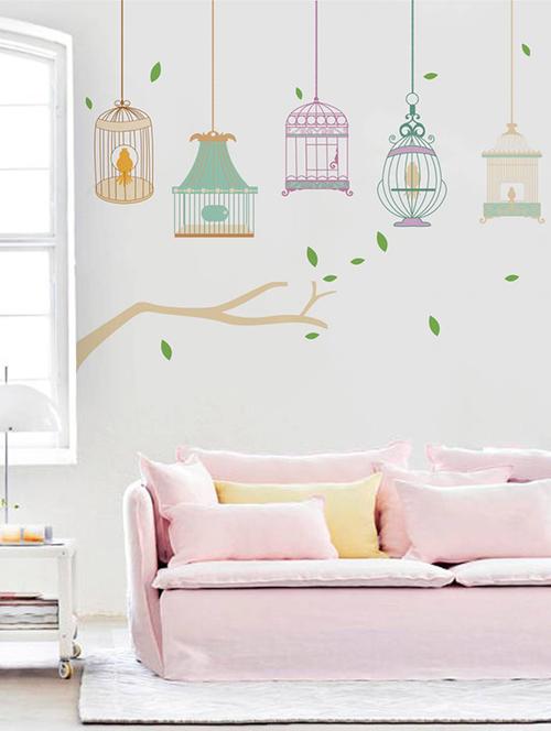 rawpockets wall decals ' different kind of cages ' wall stickers (pvc vinyl) multicolour - 15733985 - Very Small Image - 1