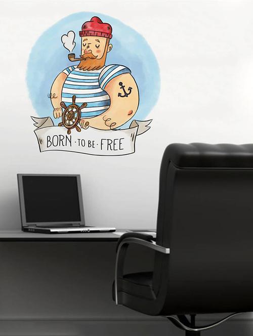 Rawpockets Wall Decals ' Born to be Free Cartoon ' Wall stickers (PVC Vinyl) Multicolour - 15733986 - Standard Image - 1