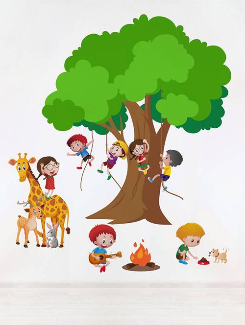Rawpockets Wall Decals ' Kid's Outdoor Fun Activity ' Wall stickers (PVC Vinyl) Multicolour - 15733993 - Standard Image - 1