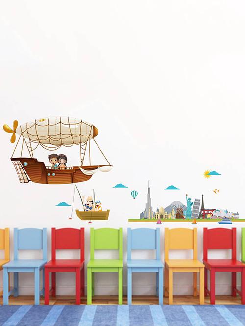 Rawpockets Wall Decals ' Travel around the World ' Wall stickers (PVC Vinyl) Multicolour - 15733994 - Standard Image - 1