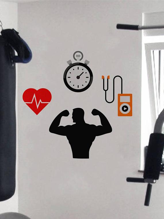 Rawpockets Wall Decals ' Gym Motive ' Wall stickers (PVC Vinyl) Multicolour - 15733995 - Zoom Image - 1