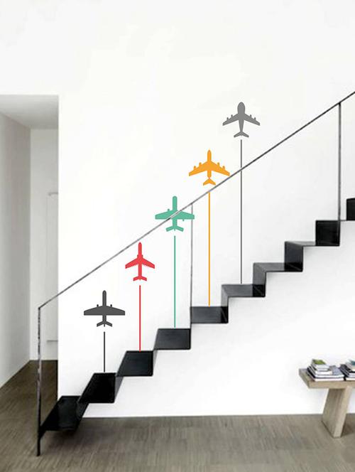 Rawpockets Wall Decals ' Colorful Airplanes - Kid's Room ' Wall stickers (PVC Vinyl) Multicolour - 15733997 - Standard Image - 1