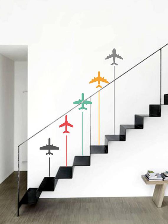 Rawpockets Wall Decals ' Colorful Airplanes - Kid's Room ' Wall stickers (PVC Vinyl) Multicolour - 15733997 - Zoom Image - 1