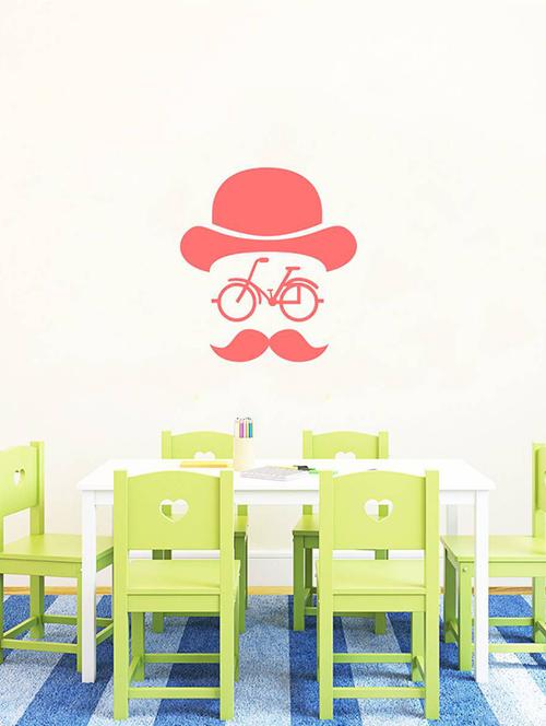 Rawpockets Wall Decals ' Funny Face and Cycle ' Wall stickers (PVC Vinyl) Multicolour - 15734004 - Standard Image - 1