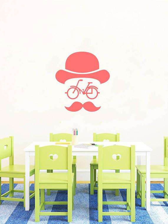 Rawpockets Wall Decals ' Funny Face and Cycle ' Wall stickers (PVC Vinyl) Multicolour - 15734004 - Zoom Image - 1